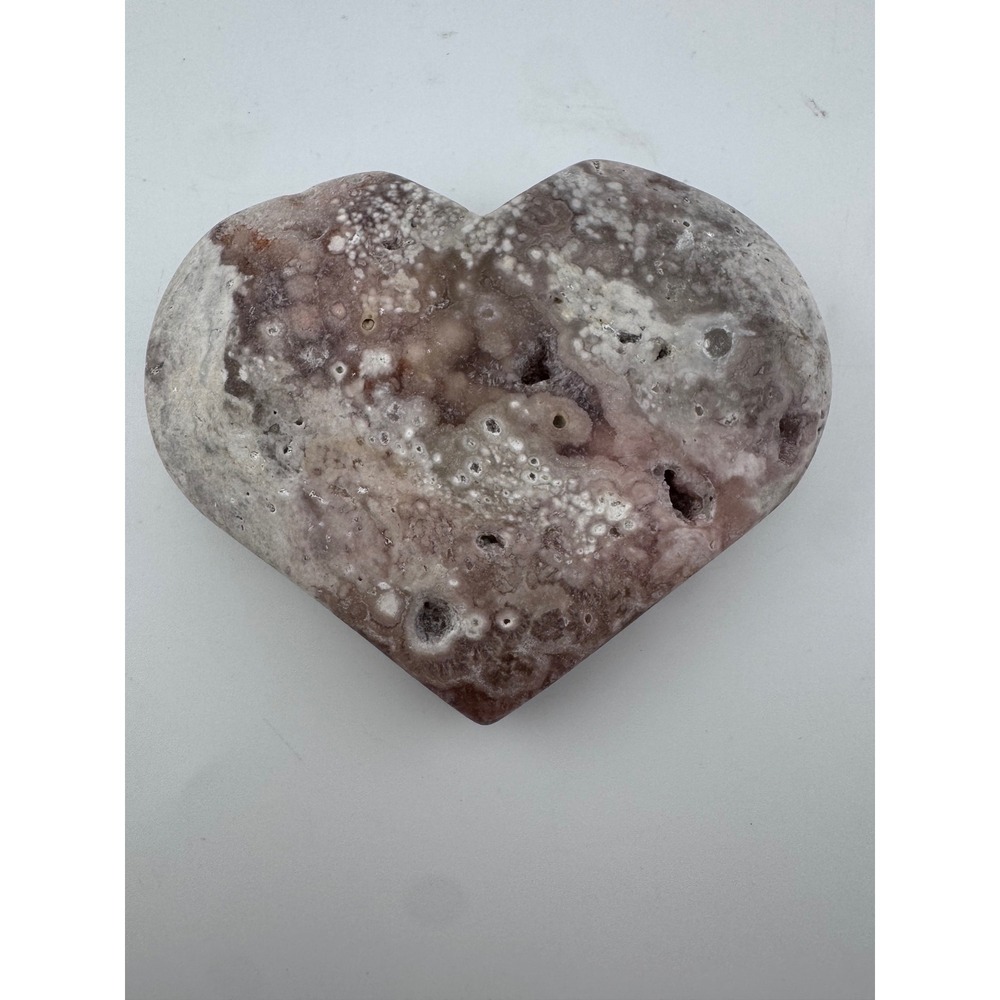 Natural Pink Agate Heart Crystal Carving Polished Stone Druzy V 3 Inch 12oz